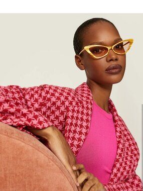 Gucci Yellow Cat Eye Sunglasses Pink Lenses Size 61MM×16MM×145MM MSRP $595